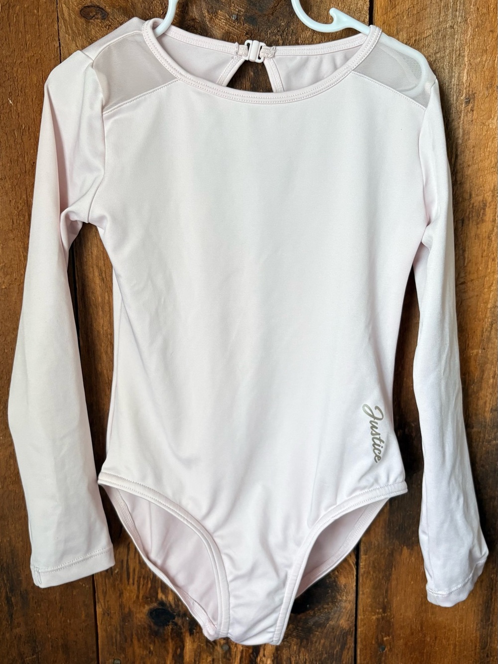 Justice Light Pink Long Sleeve Kids One-Piece Bodysuit